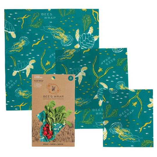 Bee's Wrap Naturligt Folie Assorted Set (S/M/L), 3 st Oceans Print