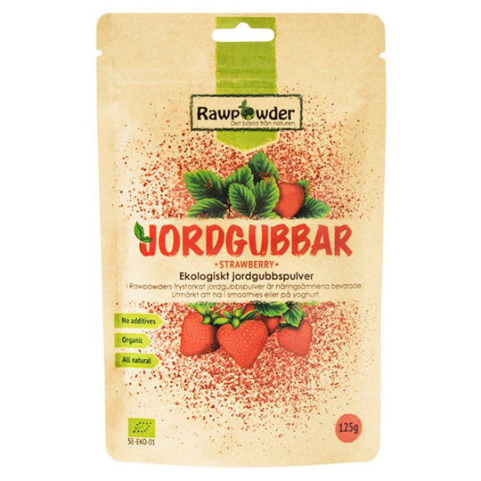 Rawpowder Ekologiskt Jordgubbspulver Frystorkat, 125 g