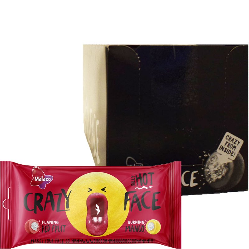 Hel Låda Godis "Crazy Face Silly Hot" 24 x 60g - 85% rabatt