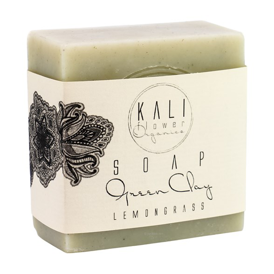 KaliFlower Organics Ekologisk Handgjord Tvål - Grön lera & Citrongräs, ca. 120 g