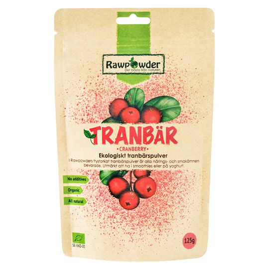 Rawpowder Ekologiskt Tranbärspulver, 125 g