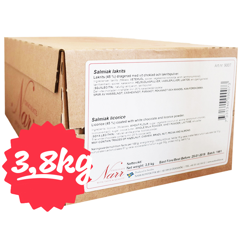 Hel Låda Godis Salmiak Lakrits 3,8kg - 74% rabatt