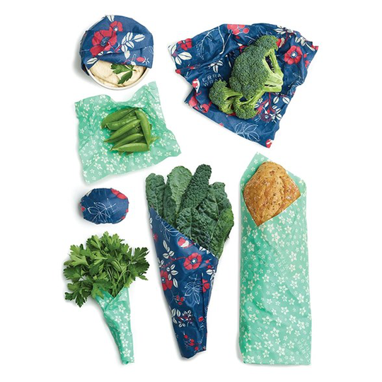 Bee's Wrap Naturligt Folie Variety Pack - Botanical Blue & Floral Teal, 7 st