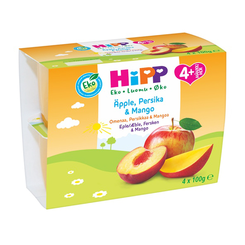 Fruktpuré Äpple, Persika & Mango 4-pack - 32% rabatt