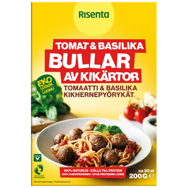 Eko Tomat & Basilikabullar Kikärtor 200g - 30% rabatt
