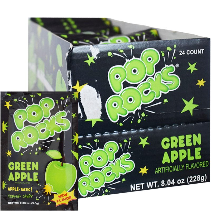 Hel Låda Godis "Pop Rocks Green Apple" 24 x 9,5g - 47% rabatt