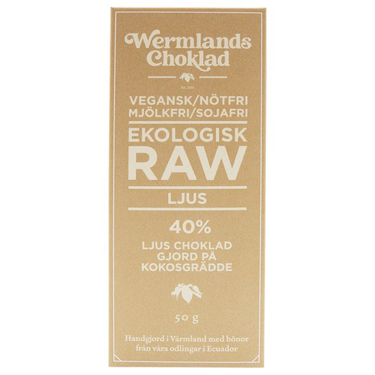 WermlandsChoklad Ekologisk Rawchoklad Ljus med Kokosgrädde 40%, 50 g