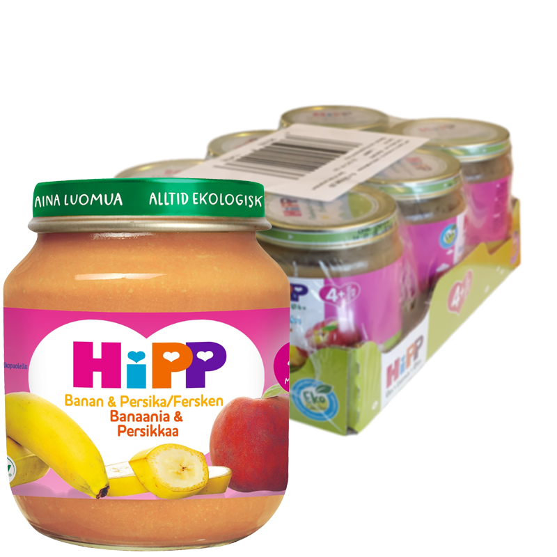 Eko Hel Låda Barnmat "Banan & Persika" 6 x 125g - 34% rabatt