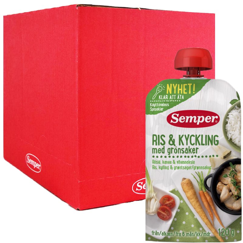 Hel Låda Barnmat Ris, Kyckling & Grönsaker 12 x 120 g - 97% rabatt