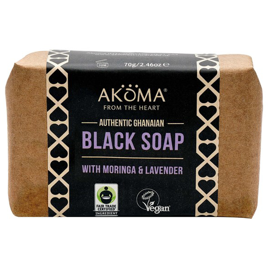 Akoma Ghanaian Black Soap Bar with Moringa & Neem, 60 g