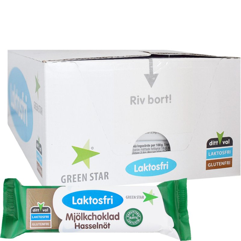 Hel Låda Mjölkchoklad Laktosfri Hasselnöt 25 x 40g - 90% rabatt
