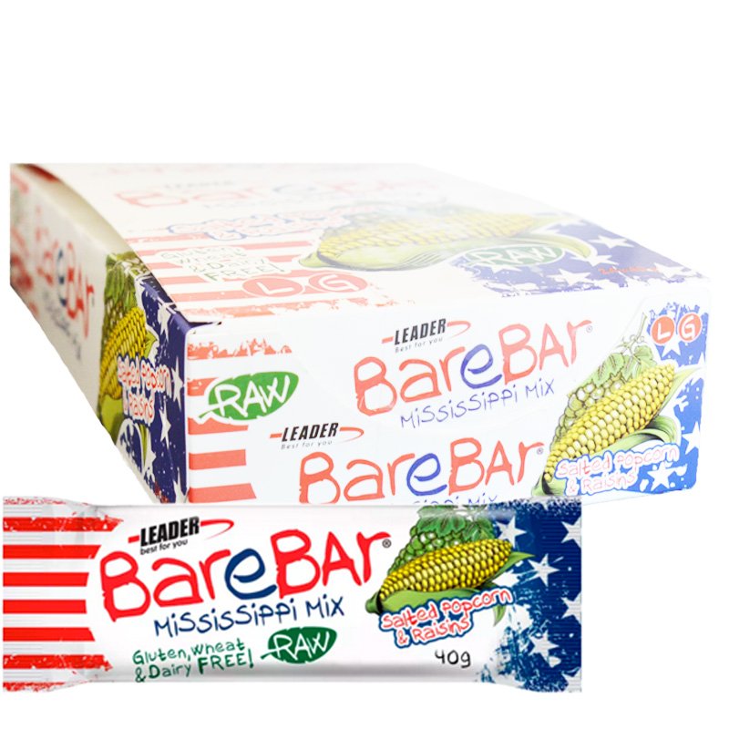 Hel Låda Snack Bar "Raisin & Popcorn" 24 x 40g - 86% rabatt