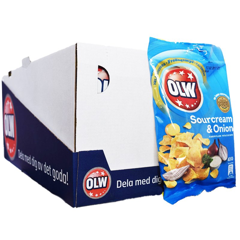 Hel Låda Chips Gräddfil & Lök 20 x 40g - 50% rabatt