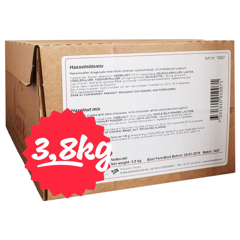 Hel Låda Hasselnltsmix 3,8kg - 74% rabatt
