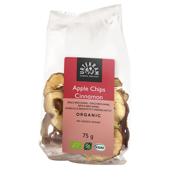 Urtekram Food Ekologiska Äppelchips med Kanel, 75 g