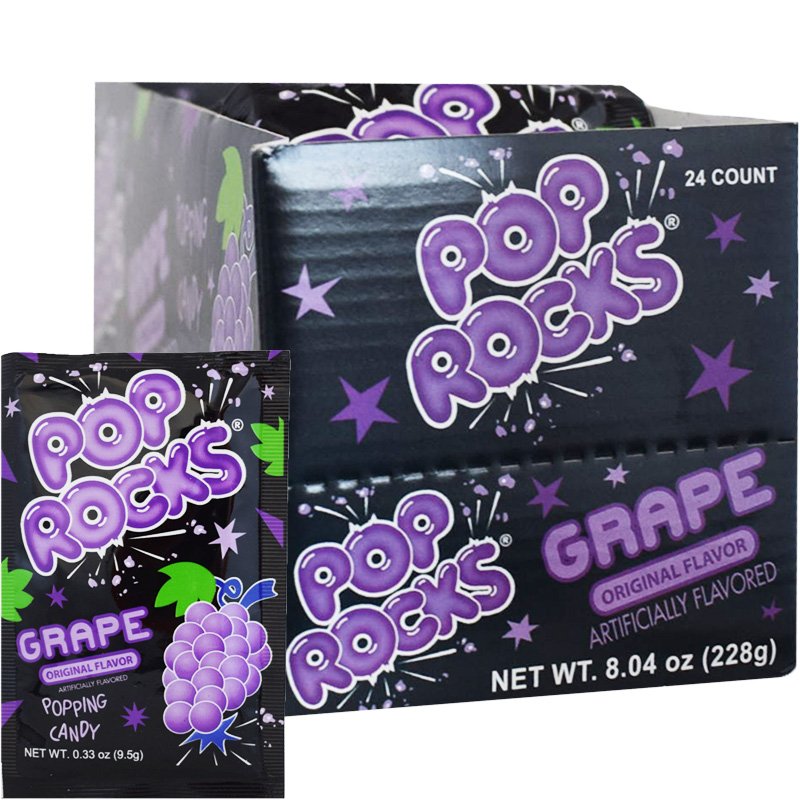 Hel Låda Godis "Pop Rocks Grape" 24 x 9,5g - 47% rabatt