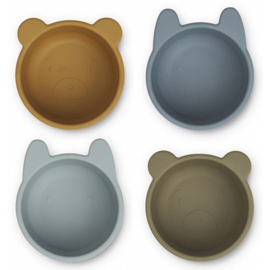 Liewood Malene Silikonskål Golden caramel/blue multi mix 4-pack