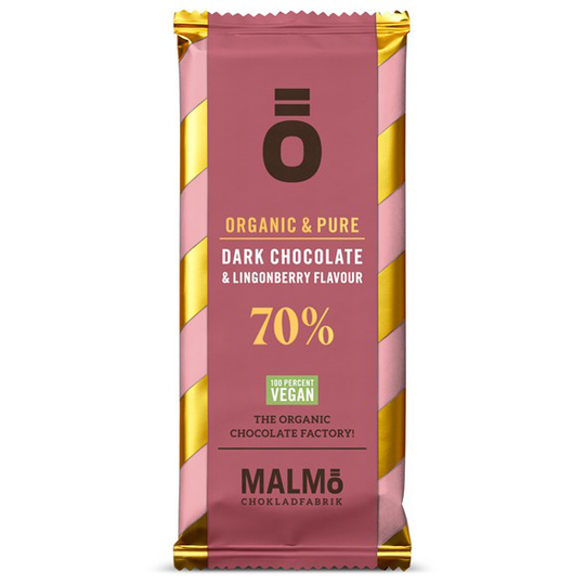 Malmö Chokladfabrik Ö Dark Chocolate & Lingonberry 70%, 55 g