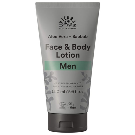 Urtekram Nordic Beauty Men Face & Body Lotion - Aloe Vera & Baobab, 150 ml