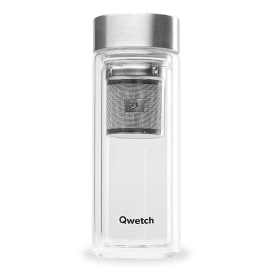 Qwetch Dubbelväggad Glasflaska med Teinsats, 320 ml