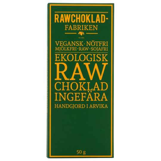 Rawchokladfabriken Ekologisk Rawchoklad Ingefära 73%, 50 g