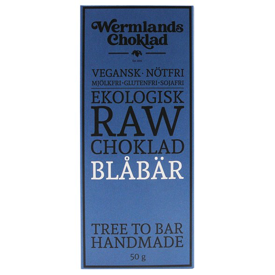 WermlandsChoklad Ekologisk Rawchoklad Blåbär 73%, 50 g