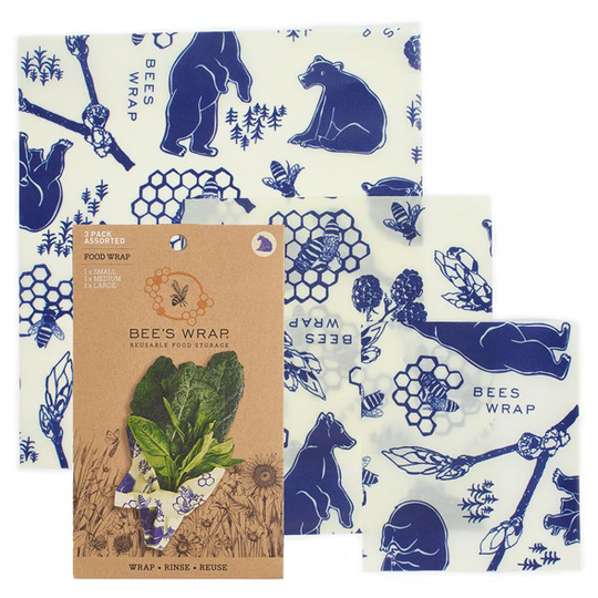 Bee's Wrap Naturligt Folie Assorted Set (S/M/L), 3 st Bees + Bears Print