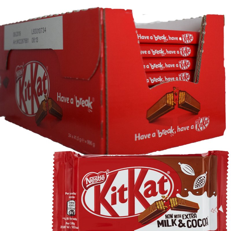Hel Låda Mjölkchokladbars "Kitkat" 40 x 41,5g - 52% rabatt