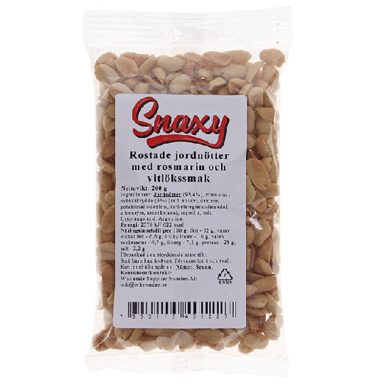 Snaxy Rostade Jordnötter Rosmarin & Vitlök