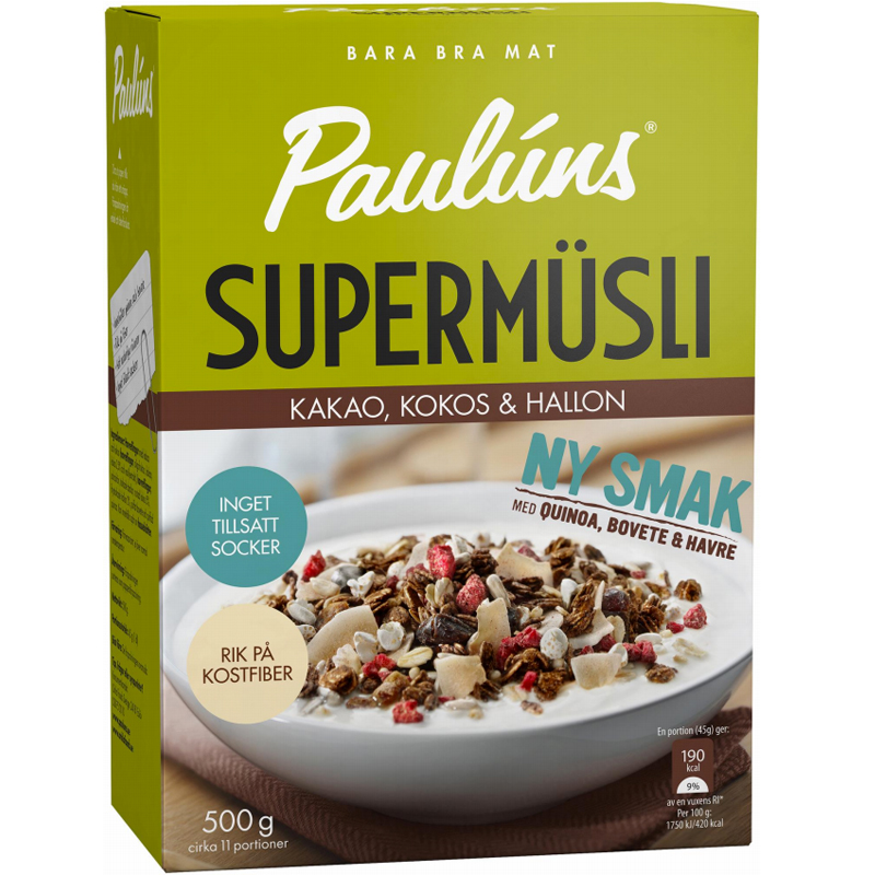 Müsli Kakao, Kokos & Hallon 500g - 42% rabatt