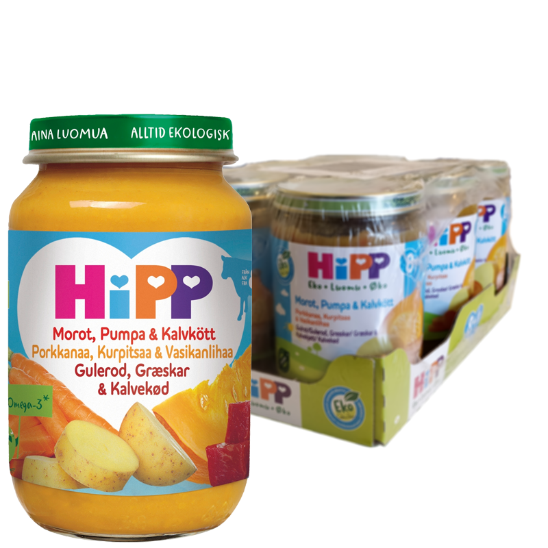 Hel Låda Eko Barnmat Morot, Pumpa & Kalvkött 6 x 125g - 38% rabatt