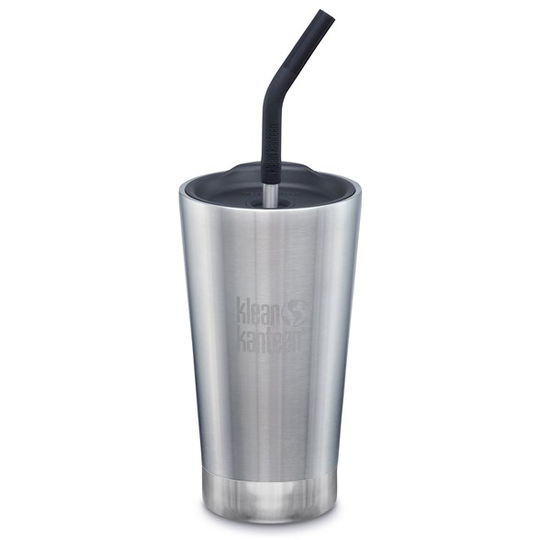 Klean Kanteen Isolerad Tumbler med Sugrör - Brushed Stainless, 473 ml