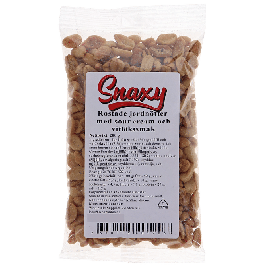 Snaxy Rostade Jordnötter Sour Cream & Vitlök