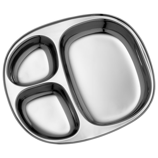 Pulito SteelLunchTray Rostfri Tallrik, 3 fack Large
