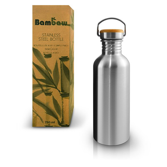 Bambaw Rostfri Vattenflaska med Bambukork 750 ml