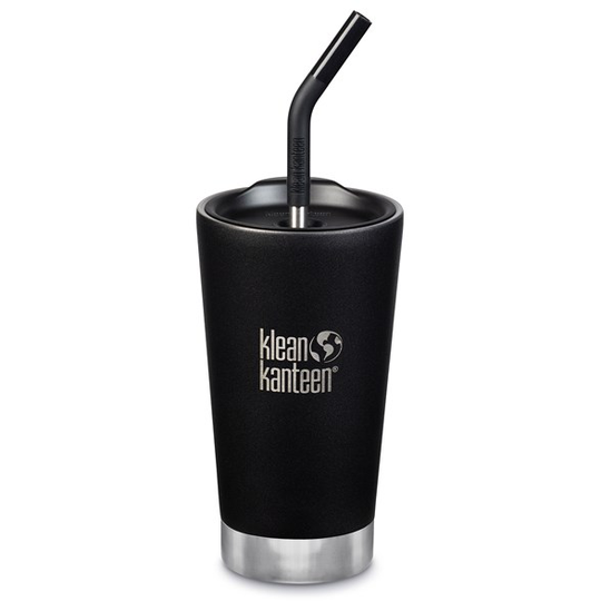 Klean Kanteen Isolerad Tumbler med Sugrör - Shale Black, 473 ml