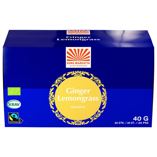 Kung Markatta Rooibos med Ingefära & Citrongräs, 20 påsar