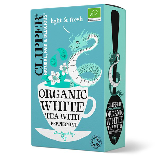 Clipper Vitt Te med Pepparmynta, 26 påsar