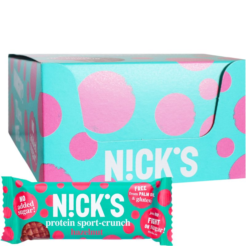 Hel låda Proteinbars "Sport Crunch Hazelnut" 25 x 40g - 44% rabatt