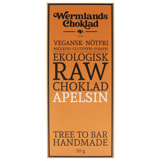 WermlandsChoklad Ekologisk Rawchoklad Apelsin 73%, 50 g
