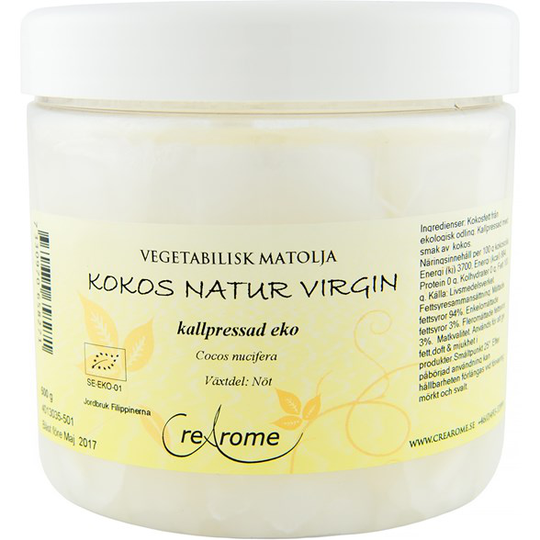 Crearome Ekologisk Kokosolja Virgin Natur Kallpressad 500 g