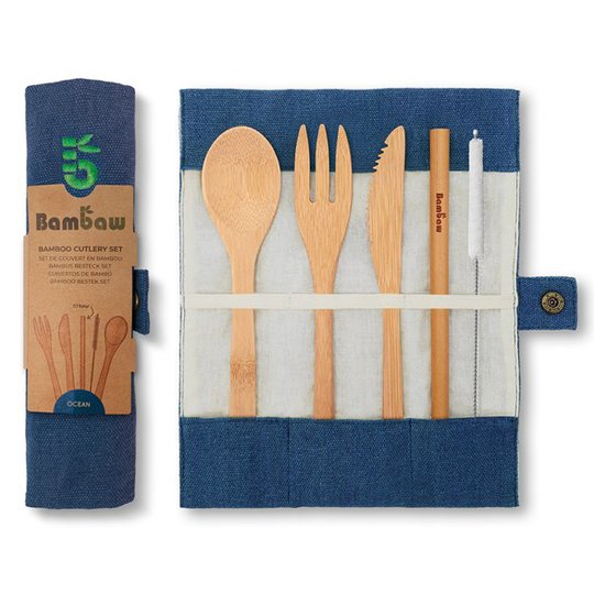 Bambaw Bestickset Bambu, 5 delar Ocean