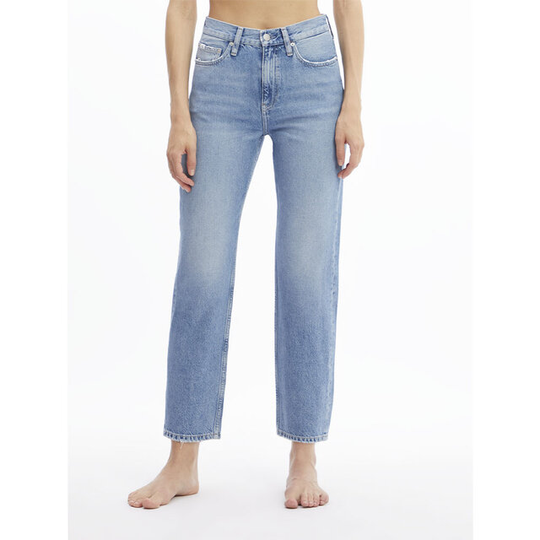 Denim Pants High Rise Straight Ankle