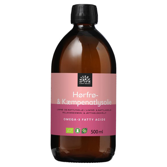Urtekram Food Ekologisk Linfrö- & Nattljusolja Kallpressad, 500 ml