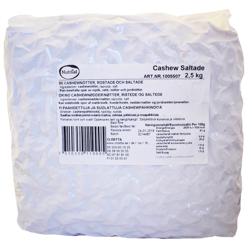 Cashewnötter Saltade 2,5kg - 50% rabatt