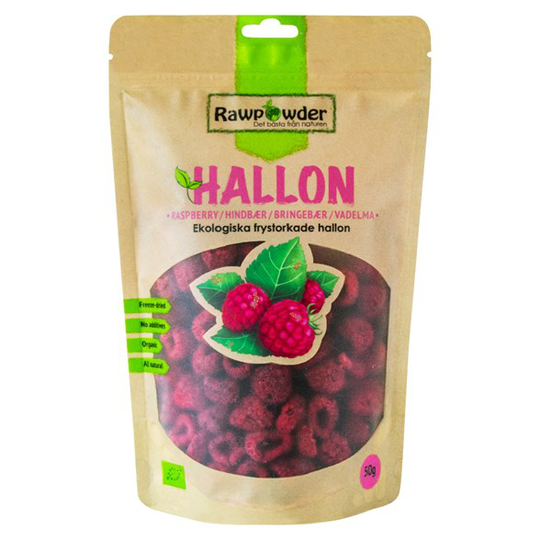 Rawpowder Ekologiska Frystorkade Hallon Hela, 50 g